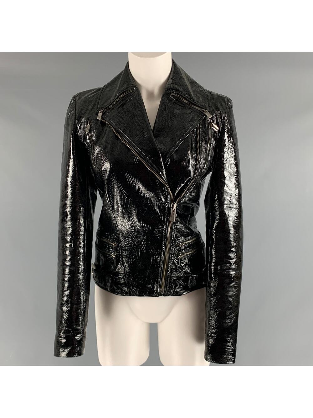 VERSUS by GIANNI VERSACE Size XS Black Not Listed Patent Biker Jacket